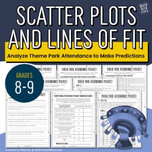 Scatter Plots & Line of Best Fit Project - Theme Parks - 8th-9th Grade - PRINT