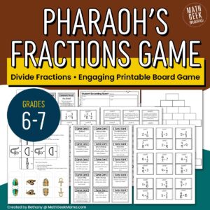 Divide Fractions & Mixed Numbers Game - 6th Grade Math Center - PRINT