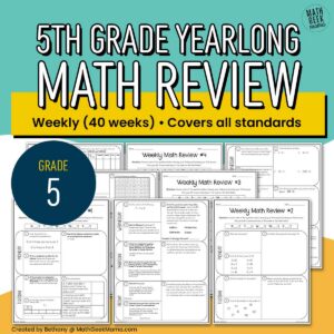 5th Grade Weekly Math Review - YEARLONG - 40 Weeks - Spiral Review - PRINT