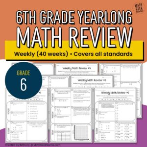 6th Grade Weekly Math Review - YEARLONG - 40 Weeks - Spiral Review - PRINT