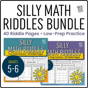 Silly Math Riddles - Math Skills Practice BUNDLE - 5th-6th Grade