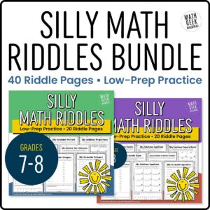 Silly Math Riddles - Math Skills Practice BUNDLE - 7th-8th Grade