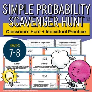 Simple Probability Scavenger Hunt - 7th-8th Grade - PRINTABLE