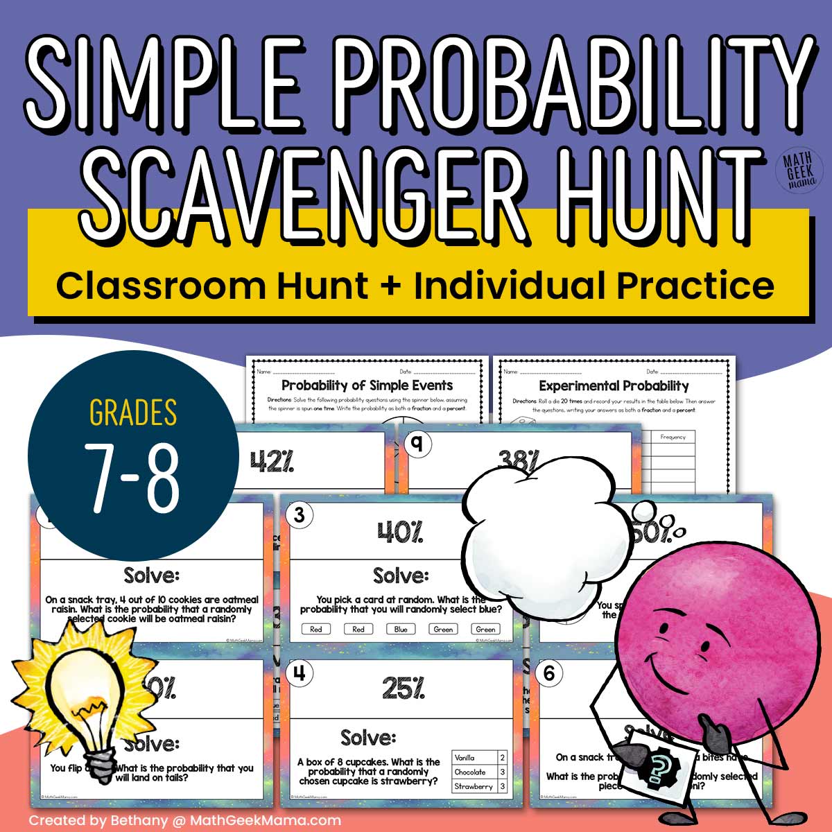 Simple Probability Scavenger Hunt - 7th-8th Grade - PRINTABLE