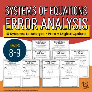 Systems of Linear Equations Error Analysis Tasks - PRINT & DIGITAL