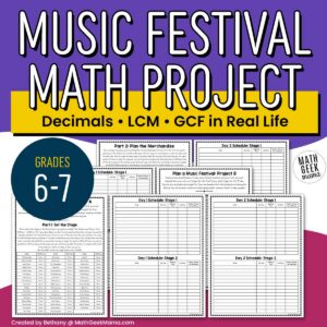 Plan a Music Festival - LCM GCF Project - 6th Grade - 3 Levels - PRINT